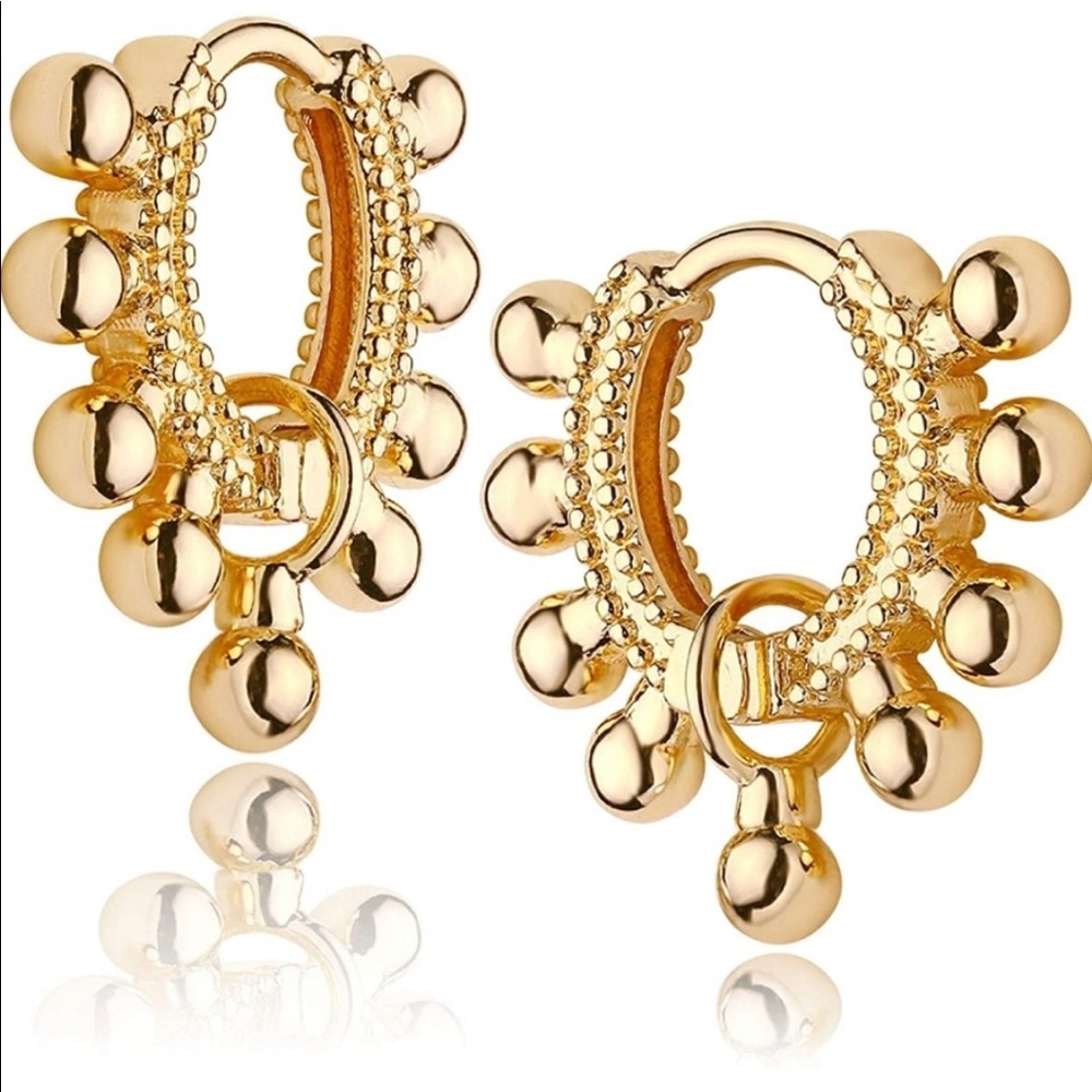 18K Gold Plated Tiny Ball Hoop Earrings
